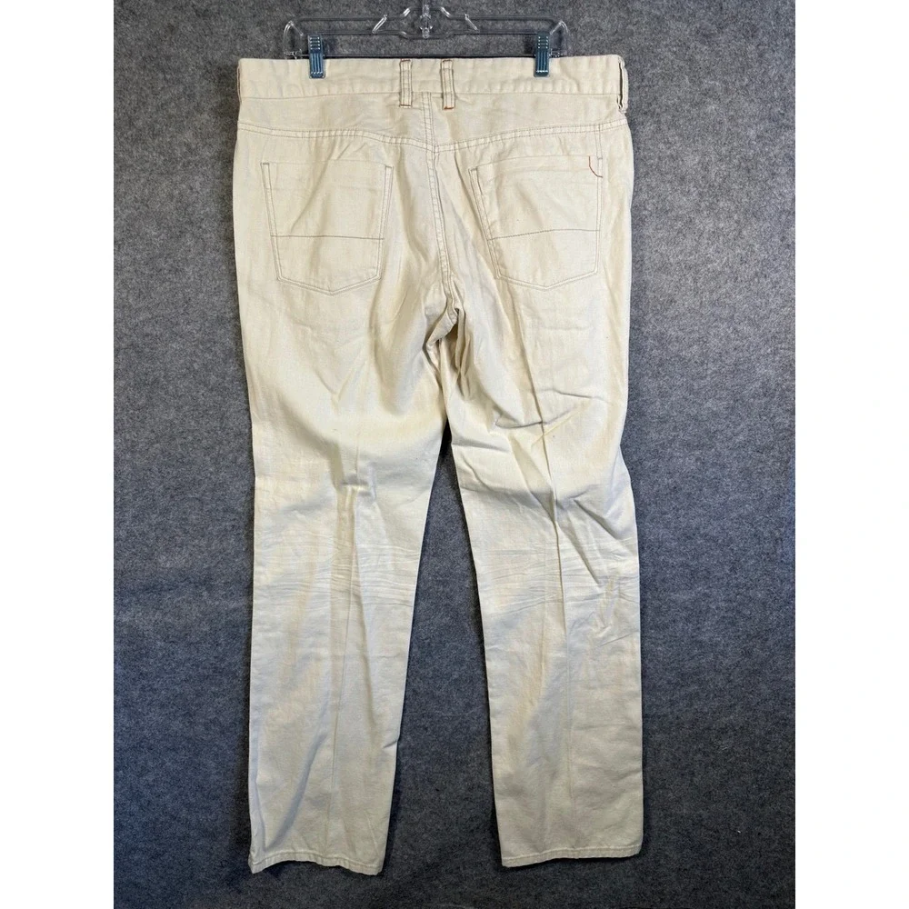 Tommy‎ Bahama Authentic Jeans Mens 36x34 Cream Cotton Linen Straight Leg Pants